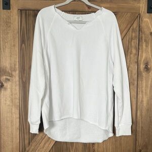 Aerie Distressed White Sweatshirt